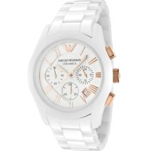 Emporio Armani Men's Chronograph White Dial White Ceramic