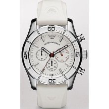 Emporio Armani Men's White Silicone Rubber Steel Chronograph Watch Ar5947