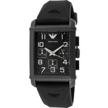 Emporio Armani Watches Men's Chronograph Black Dial Black Silicone Bla