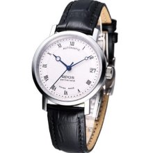 Epos Originale Lady Mechanical Sapphire Classic Watch White 4387 Leather Strap