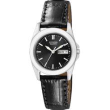 EQ0560-09E - Citizen Quartz Elegant Day Date Black Leather Ladies Watch