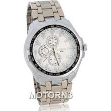 Exquisite Round Dial Stainless Steel Analog Watch (Silver)