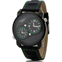 F03590 Fashion Quartz Luminous Leather Men Wrist Watch,3 Colors