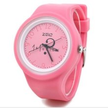 Fashion Circular sport watch Resin scrub Watch Pink