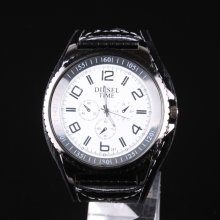 Fashion Leather Big Oversized Men's Quartz Hands Wrist Watch