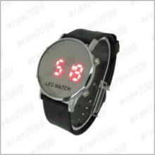 Fashion Men Women Kids Mirror Led Light Digital Jelly Wrist Watch