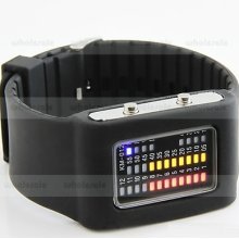 Fashion Square Binary Digital Black Jelly Silicon Women Girl Wrist Watches