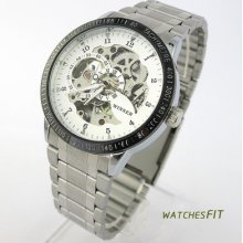 Fashion Transparent Skeleton S/steel Automatic Mechanical Wrist Watch