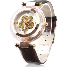 Fashionable PC Quartz Wrist with Watch Brown Leather Band