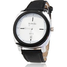 Fashionable Quartz Wrist Watch with Black PU Band