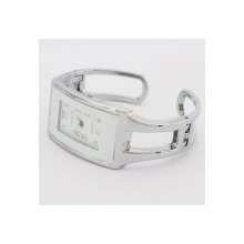 Fashionable Silver Women Analog Rectangular Zinc Alloy Bracelet Wrist Watch White