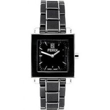 Fendi F621210 Ladies Watch Round Black Dial Black Ceramic Bracelet