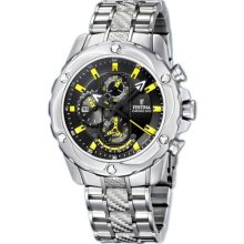 Festina Mens Chronograph Stainless Watch - Silver Bracelet - Black Dial - F16525-2