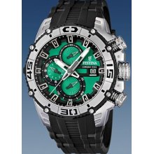 Festina Mens Tour De France Stainless Watch - Black Rubber Strap - Teal Dial - F16600-3