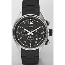 Fossil Chronograph Black Silicone Strapped Steel Mens Watch