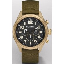 Fossil Classic Vintaged Bronze & Olive Nylon Mens Watch DE5018