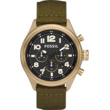 Fossil Classic Vintaged Bronze And Olive Nylon Mens Watch DE5 ...