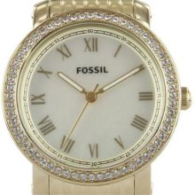 Fossil Es3113 Emma Crystal St. Steel Gold-tone Bracelet Champagne Mop Watch