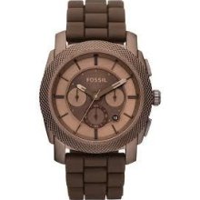 Fossil Fs4702 Machine Stainless Steel And Silicone Watch In Brown