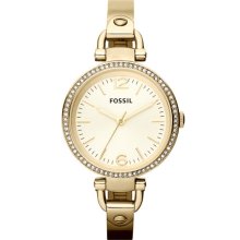 Fossil 'Georgia' Crystal Bezel Watch, 32mm Gold