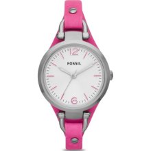 Fossil Georgia Three Hand Leather Watch - Pink - ES3299