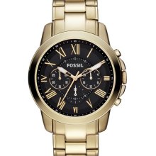 Fossil 'Grant' Chronograph Bracelet Watch, 44mm Gold/ Black