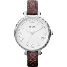 Fossil Heather Mid-Size Leather Ladies Watch Es3184