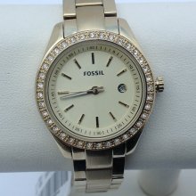 Fossil Ladies Stella Mini Es3107 Gold Tone Crystals Watch In Stock