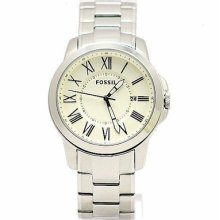 Fossil Men's Grant Fs4734 Silver Stainless Steel Analog Watch