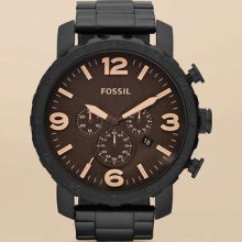 Fossil Men's Nate Stainless Steel Watch â€“ Black Jr1356