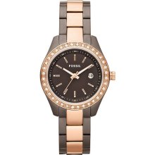 Fossil Mini Stella Brown And Rose Gold Ladies Watch Es3000