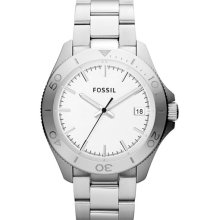 Fossil 'Retro Traveler' Bracelet Watch, 44mm Silver/ White