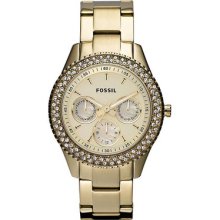 Fossil Stella Gold Tone Women's Stainless Steel Case Chronograph Watch Es3101