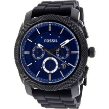 Fossil Watches Men's Blue Dial Black Rubber Black Rubber/Blue Dial FS4