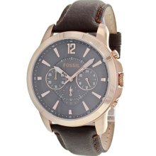 Fossil Watches Men's Grant Brown Dial Brown Patent Leather Brown Paten