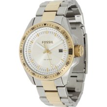 Fossil Watches Men's Silver Dial Silver & Gold Tone Stainless Steel Si