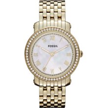 Fossil Women's Emma Gold Stainless Steel Mother Of Pearl Dial Watch Es3113