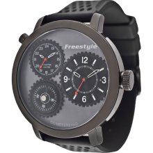 Freestyle 101164 Men's Passage Black Dial Dual Time Silicone Strap Com