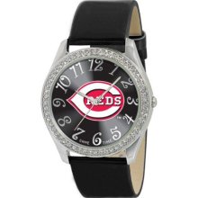 Game Time Black Mlb-Gli-Cin Women'S Mlb-Gli-Cin Glitz Classic Analog Cincinnati Reds Watch