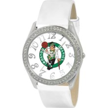 Game Time Watch, Womens Boston Celtics White Leather Strap 40mm Nba-gl