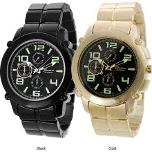 Geneva Platinum Glow in the Dark Link Watch (Black)