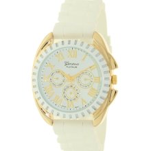 Geneva Platinum Men's 2135.Gold.White White Silicone Quartz Watch with White Dial