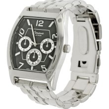 Geneva Platinum Men's Chronograph Link Watch (Silver Black)