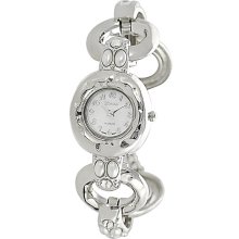 Geneva Platinum Women's Rhinestone-accented Faux Pearl Toggle Watch