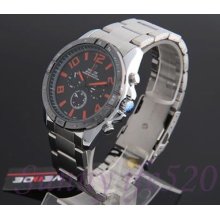 Genuine Stainless Steel Analog Quartz Men Lady Watch Water Resist Arabic Numeral