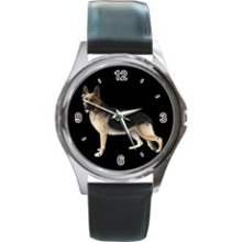 German Shepherd Custom Watch Leather Band Mens Photo Watch