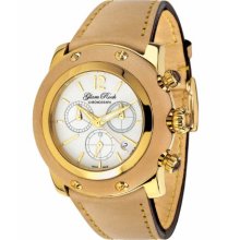 Glam Rock Unisex Quartz Watch With White Dial Analogue Display And Leather Strap 0.96.2059