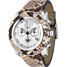 Glam Rock Unisex Quartz Watch With White Dial Analogue Display And Leather Strap 0.96.2489