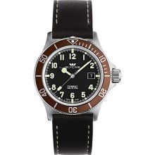 Glycine Watch Combat Sub 200m Automatic - Brown Bezel - Leather Strap