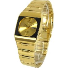 Gold Tone Stainless Steel Case And Bracelet Automatic Gold Dial Day An